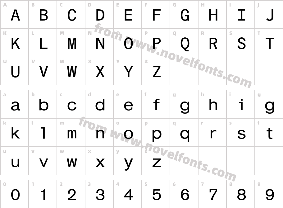 CashEF-MonospaceCharacter Map