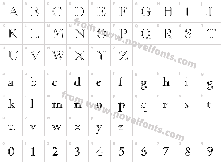 CasketOpenFace RegularCharacter Map