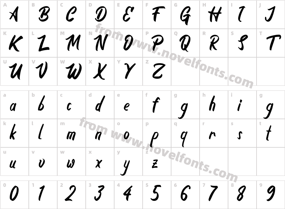 BoynaRegularCharacter Map