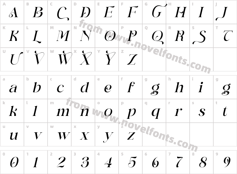 Branding Aliskaje ItalicCharacter Map