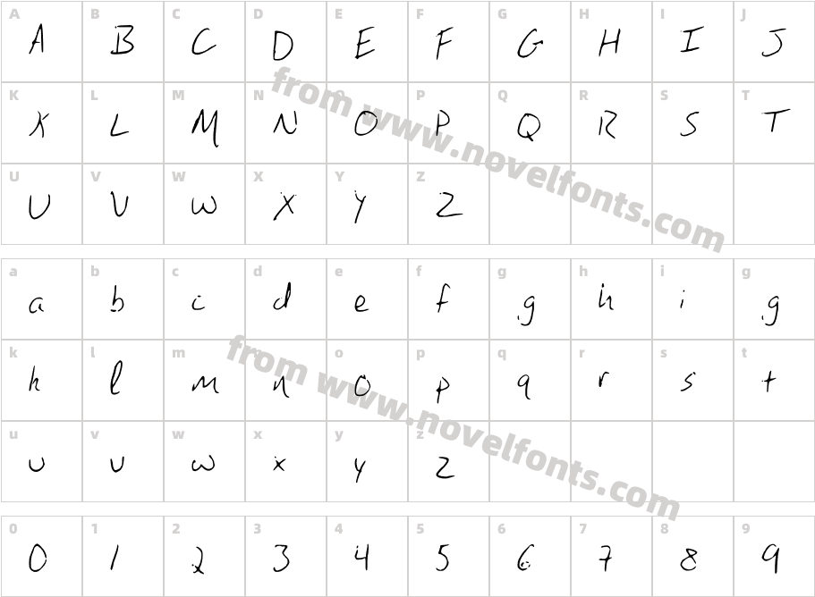 BrandonsHandwritingCharacter Map