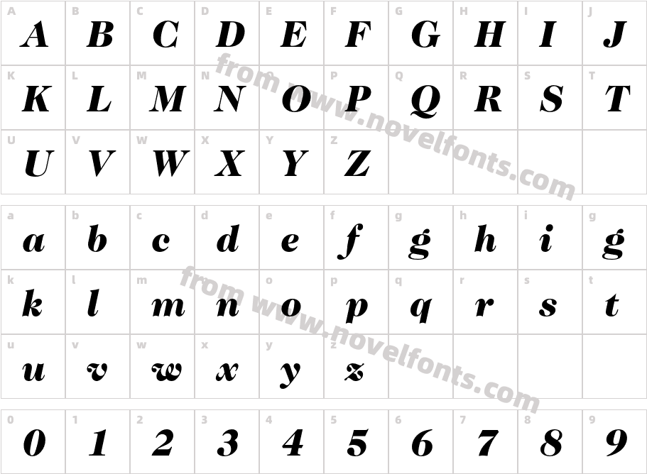 Caslon224ITCbyBT-BlackItalicCharacter Map