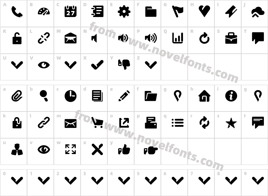 Breezi Icon Set RegularCharacter Map