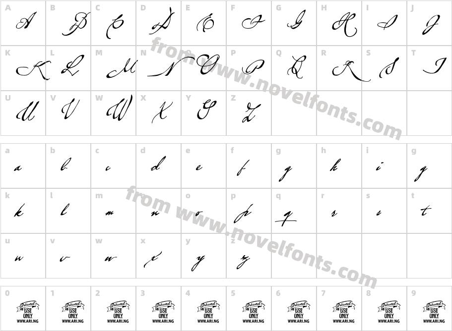 Brev Script Personal UseCharacter Map