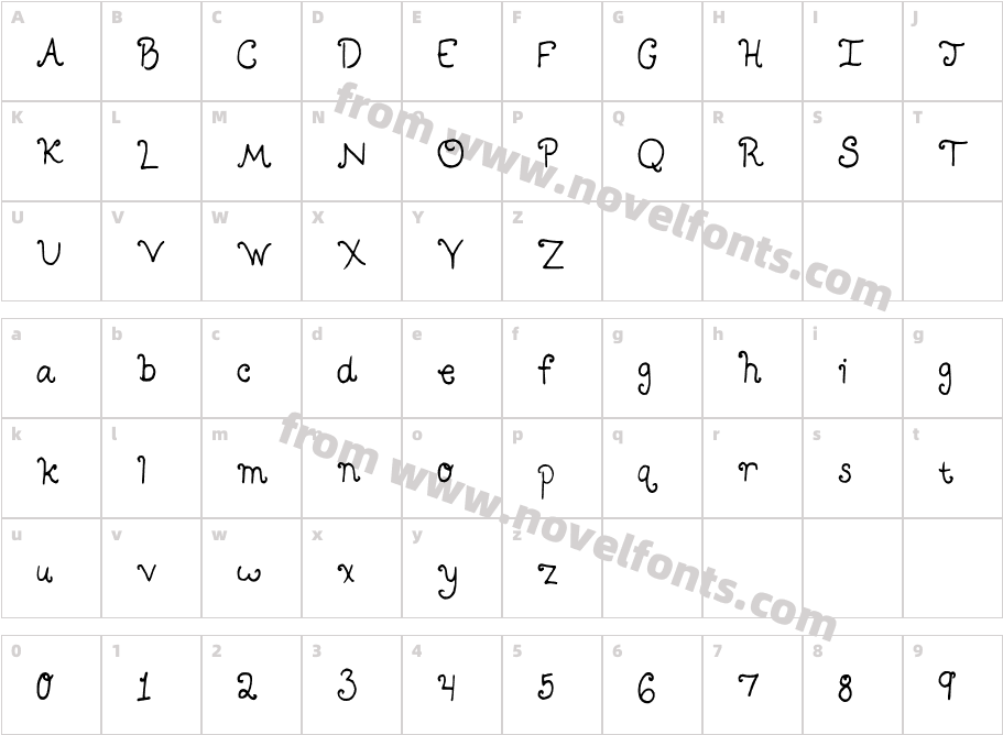 Bright Curls MediumCharacter Map