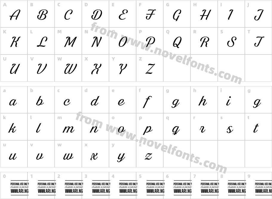 Bright Larch PERSONAL USE ONLYCharacter Map