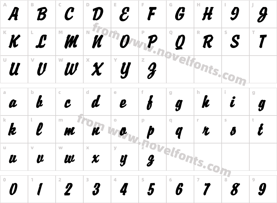 Brisk Extended BoldItalicCharacter Map