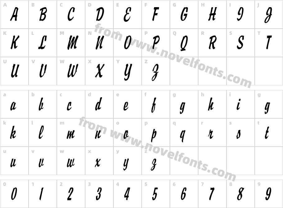 Brisk ItalicCharacter Map