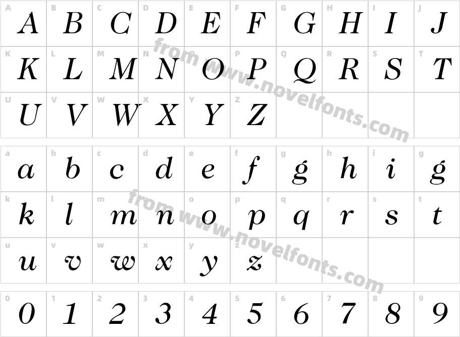 CaslonBookItalicCharacter Map