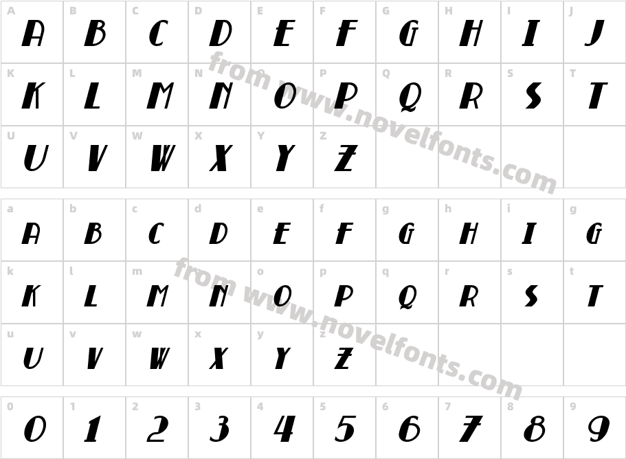 Broadmoor Bold ItalicCharacter Map