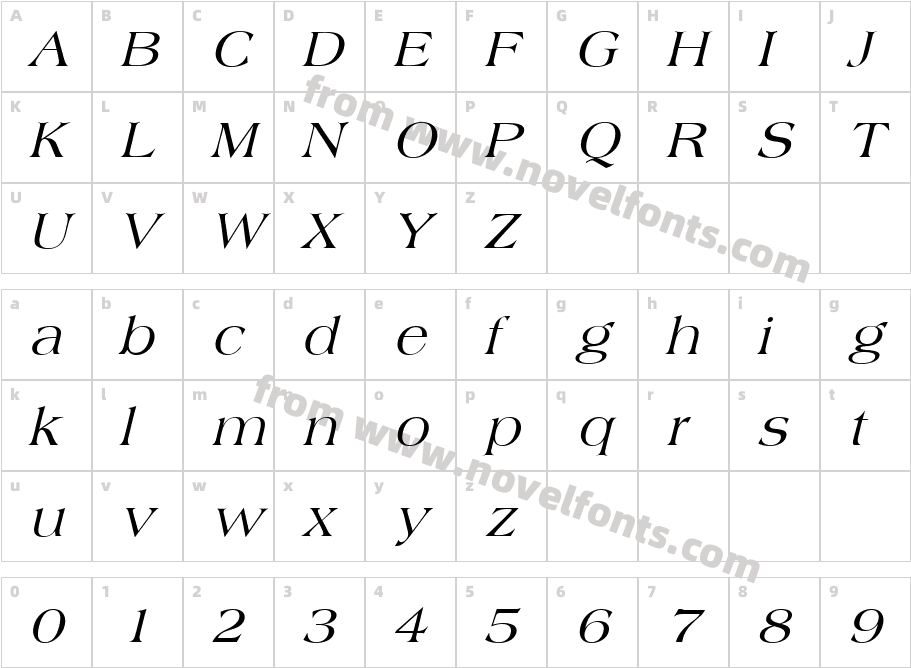 Broadsheet LDO ItalicCharacter Map