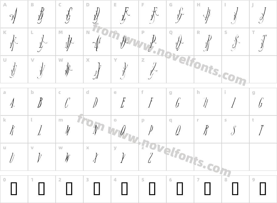 Broadway Monograms PlainCharacter Map