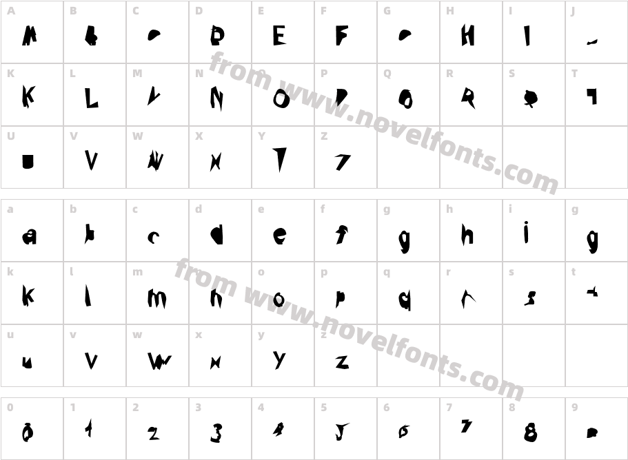 Broken Black CondensedCharacter Map