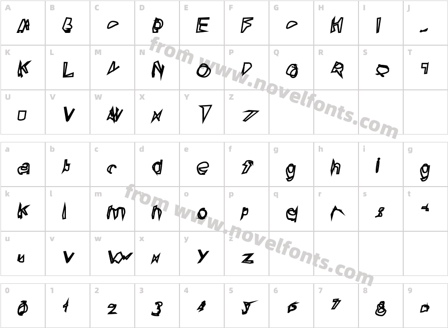 Broken Lamp Extended ObliqueCharacter Map