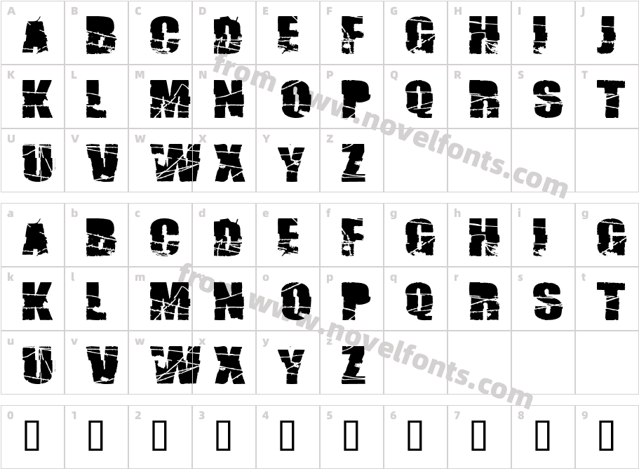 Broken74Character Map