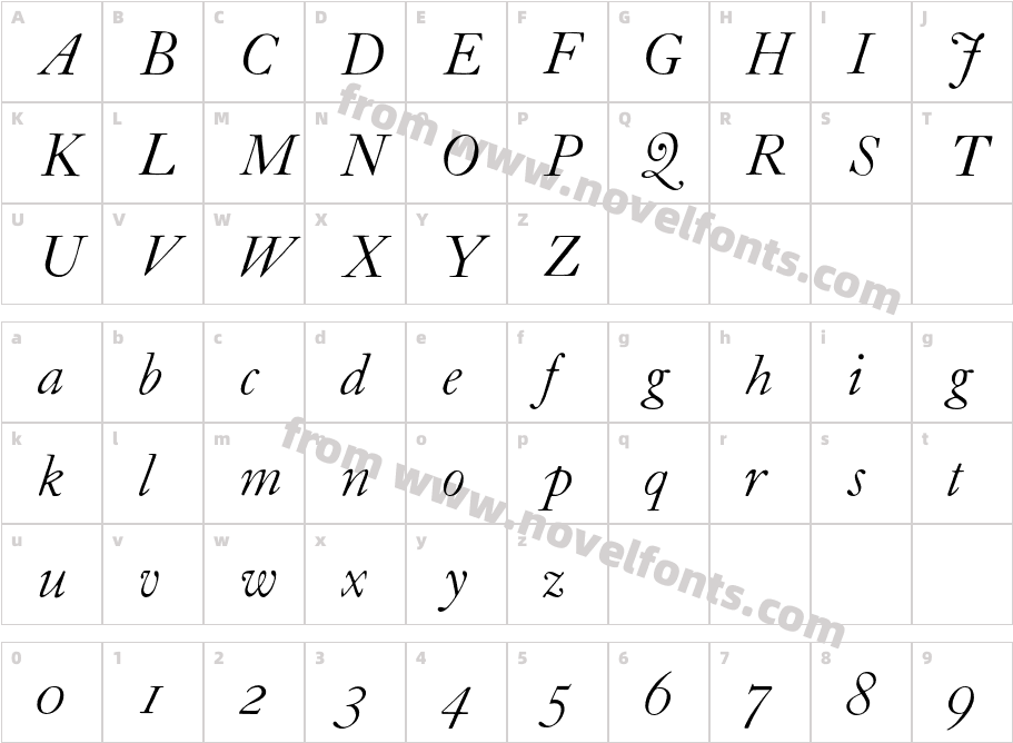 CaslonH-ItalicCharacter Map