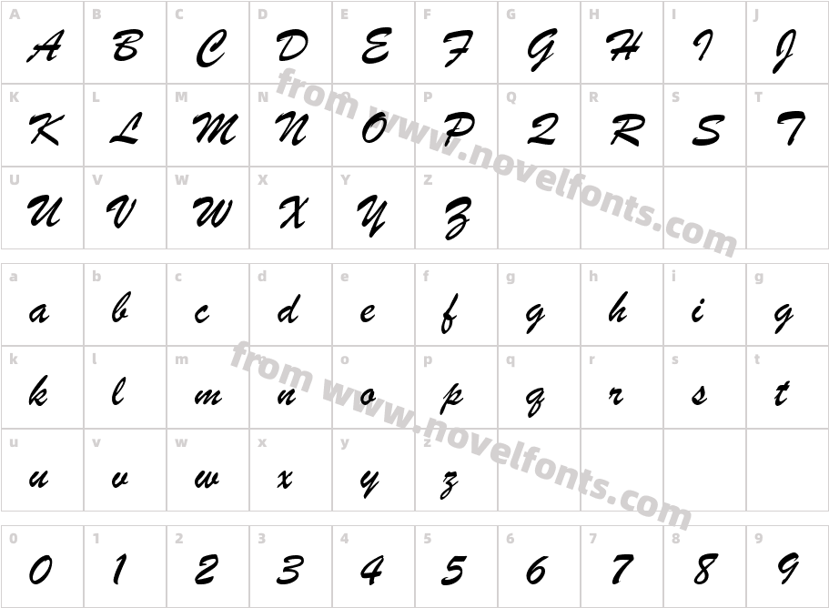 Brush Script MT ItaliqueCharacter Map