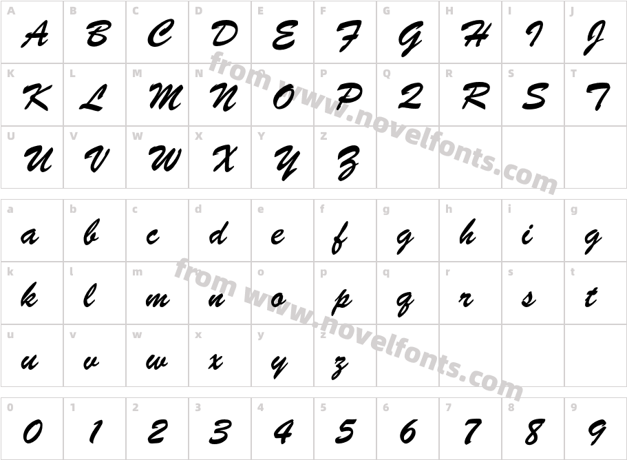 BrushScriptBT-RegularCharacter Map