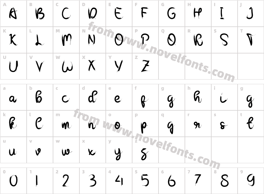 BrushmoonRegularCharacter Map