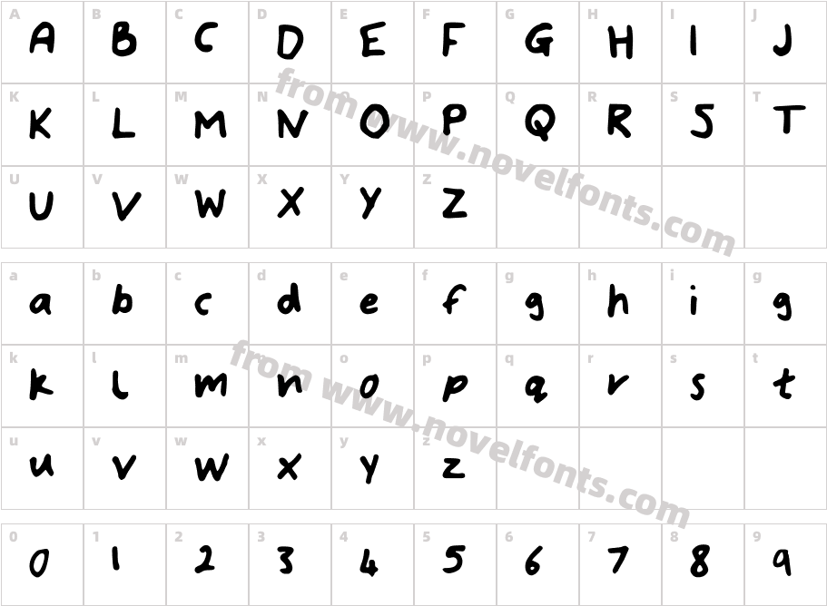 Bryonys_Handwriting_BoldCharacter Map