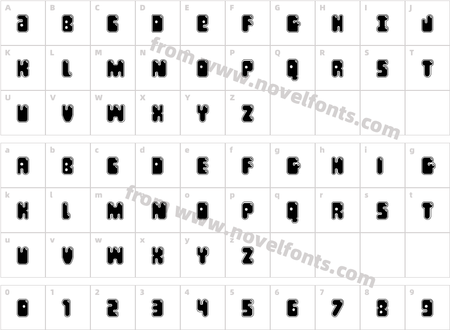 Bubble Butt Academy ItalicCharacter Map