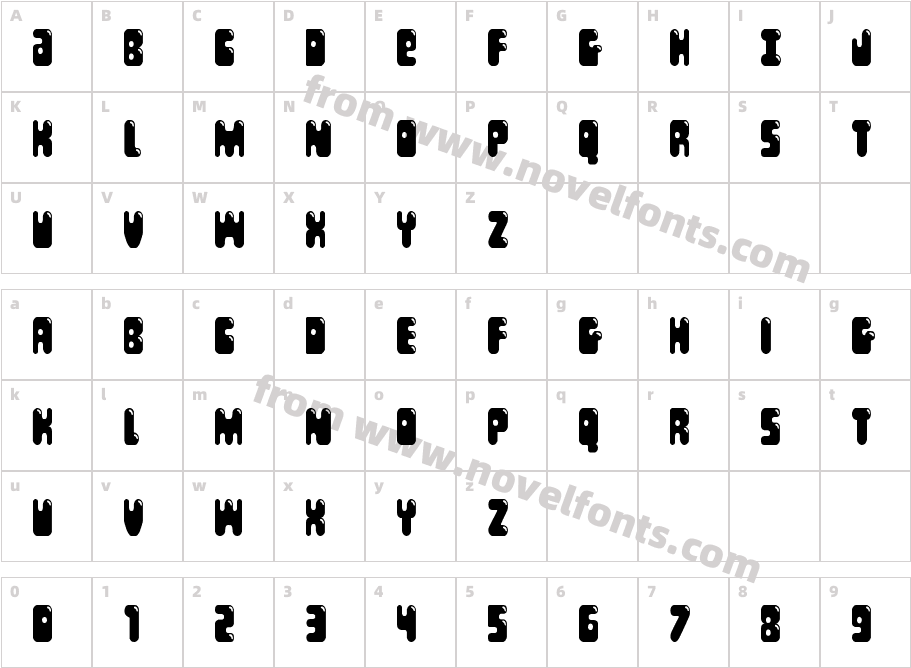 Bubble Butt CondensedCharacter Map