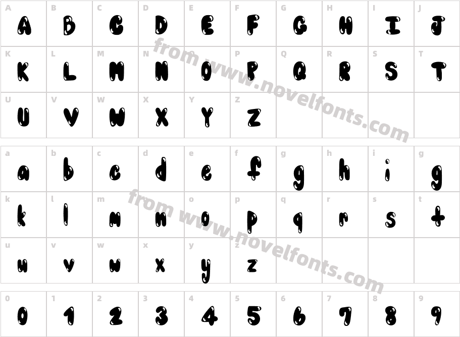 Bubblez RegularCharacter Map