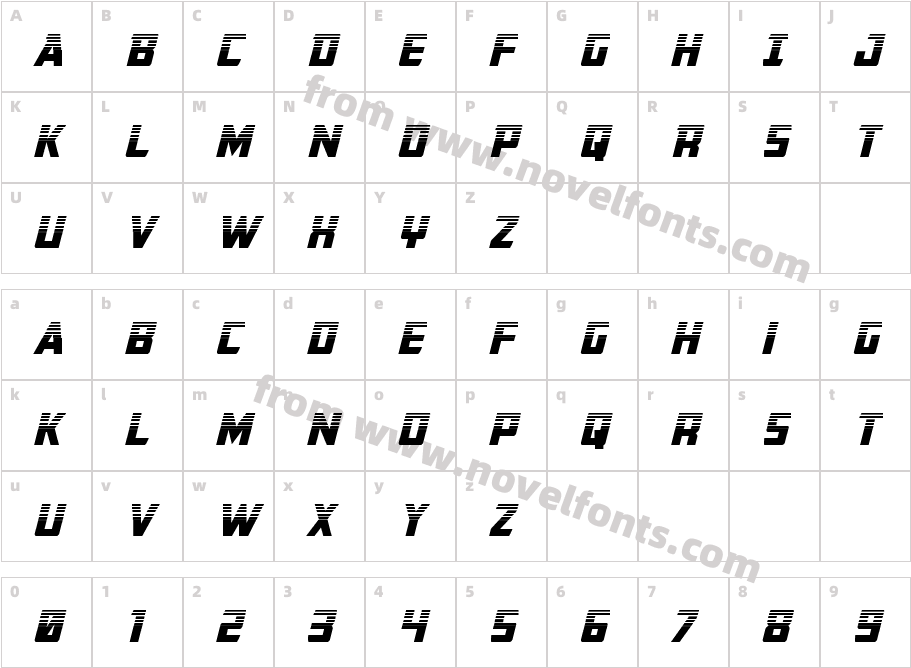 Buchanan Halftone ItalicCharacter Map