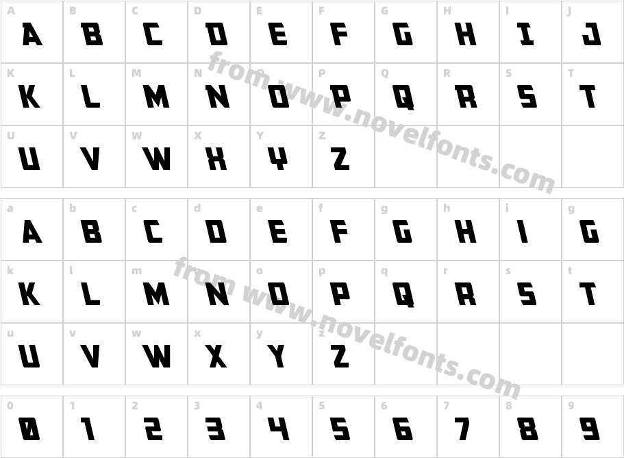 Buchanan LeftalicCharacter Map