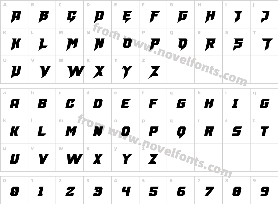 Bufelos ItalicCharacter Map