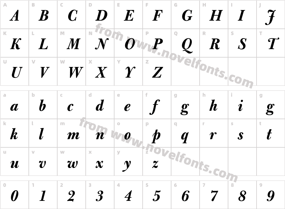 Bulmer MT BoldItalicCharacter Map