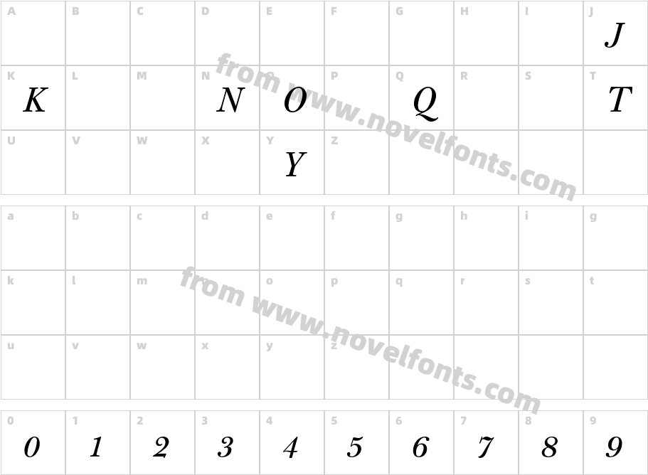 BulmerMT-ItalicAltCharacter Map