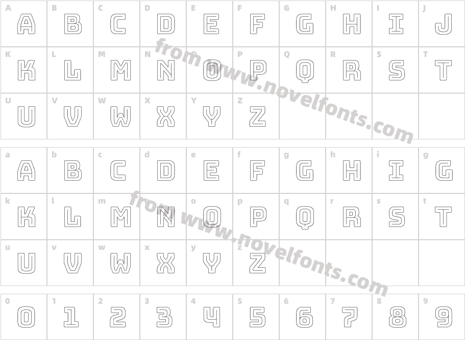 BungeeOutline-RegularCharacter Map