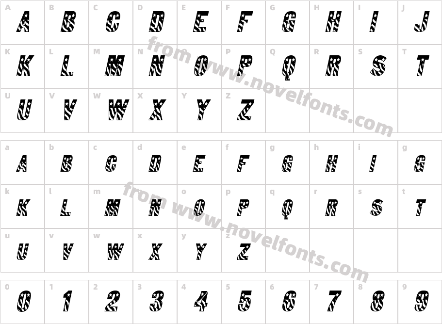 Bunting 1-Condensed ItalicCharacter Map