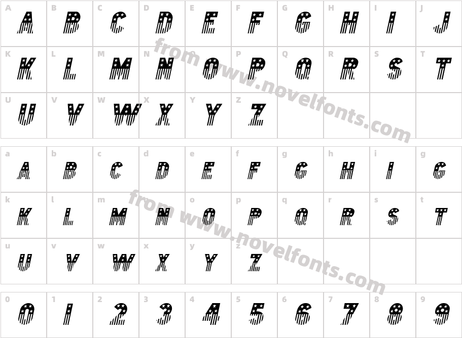 Bunting 2  ItalicCharacter Map