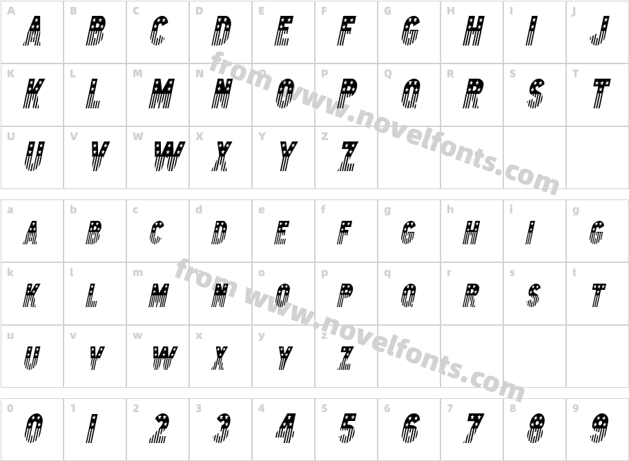 Bunting 2-Condensed ItalicCharacter Map