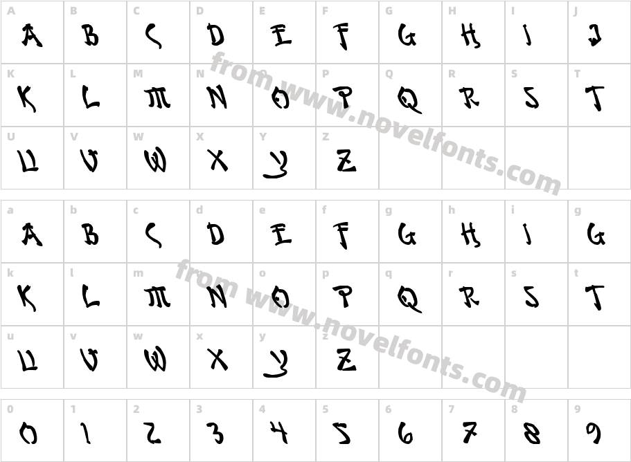 Bushido Bold LeftalicCharacter Map