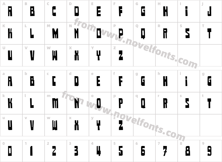 Buster-BoldCondensedCharacter Map