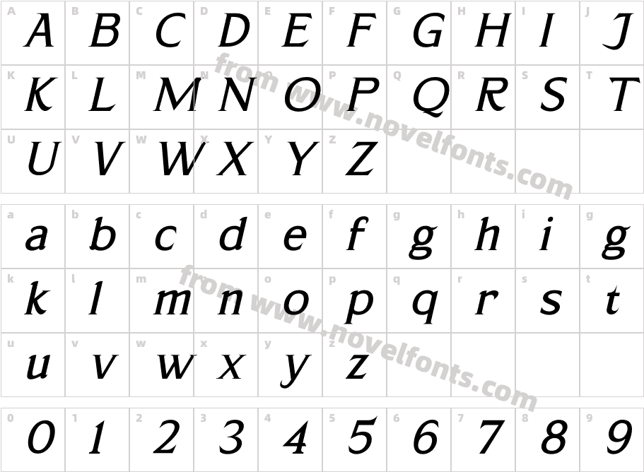 CALLIMBA ItalicCharacter Map