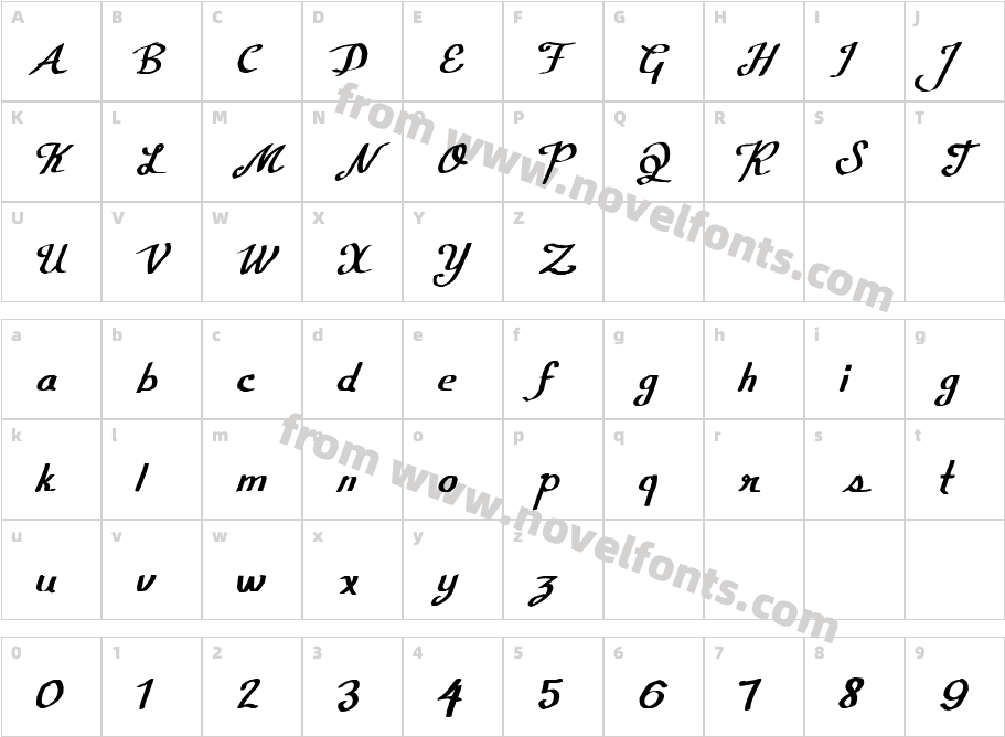 CF Calligraphia RegularCharacter Map