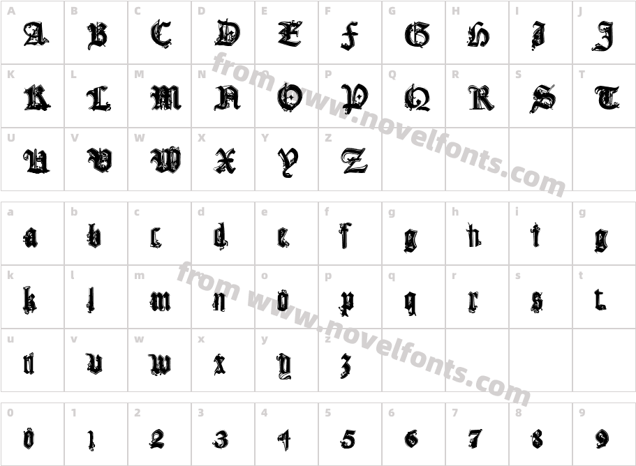 CF Gothika RegularCharacter Map