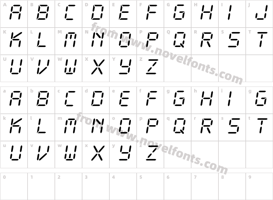 CF LCD 521 RegularCharacter Map