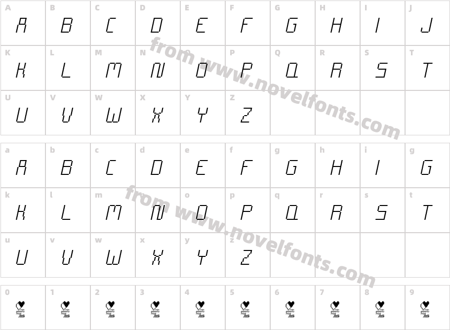 CHIP TUNES Thin ItalicCharacter Map