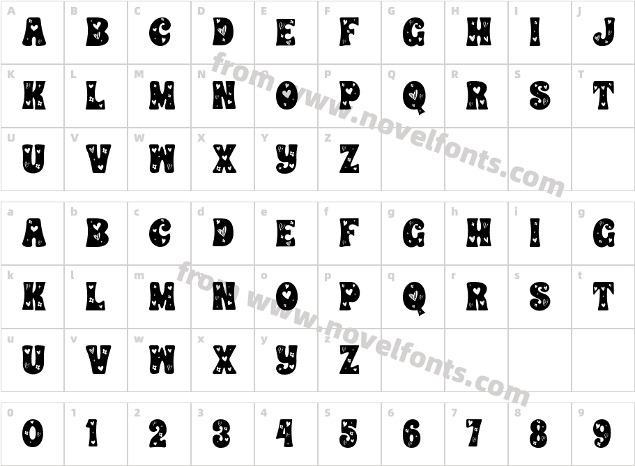 CHUNKY HEART DECORATIVECharacter Map