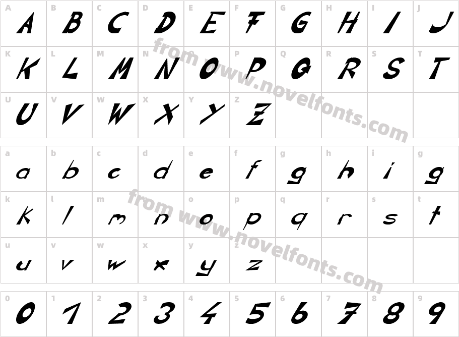 CIRCLINE ItalicCharacter Map