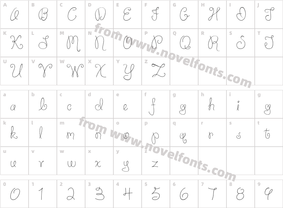 CK Curly CursiveCharacter Map