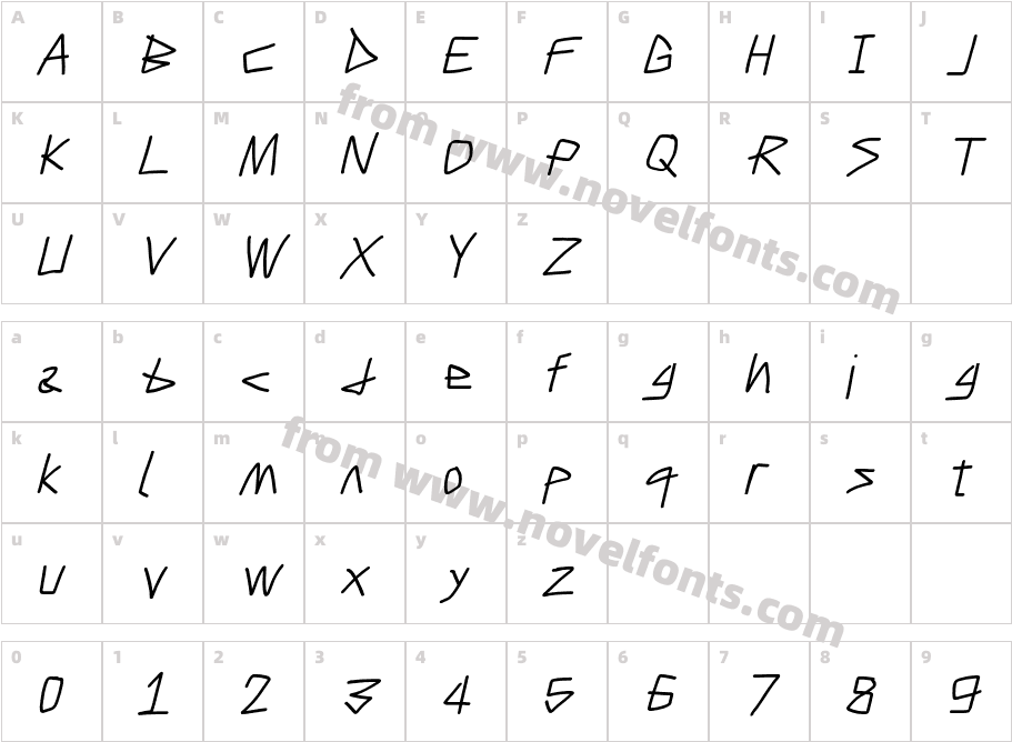 Caveman SemiBold ItalicCharacter Map