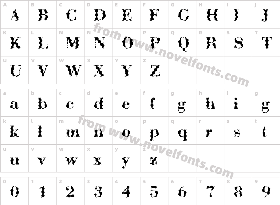 ABCTech Bodoni WaveCharacter Map