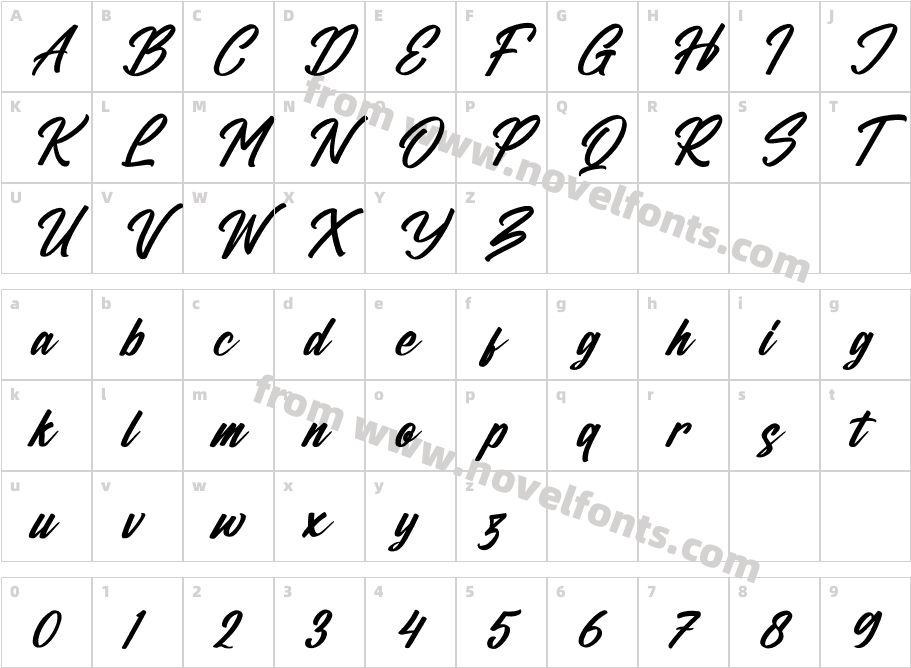 Caligature Hunters ItalicCharacter Map