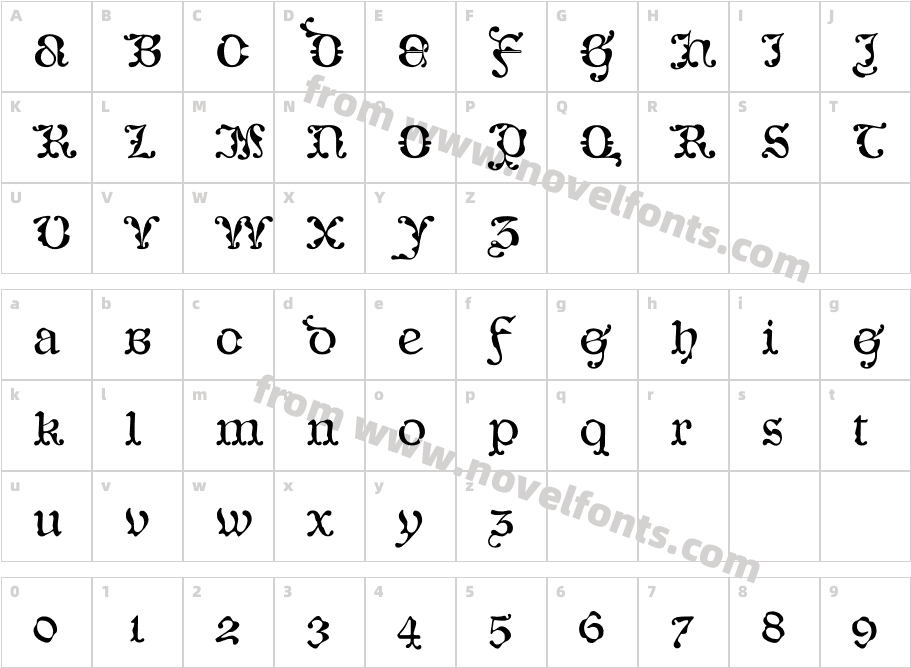 CaligrafiaDeBula-NormalCharacter Map